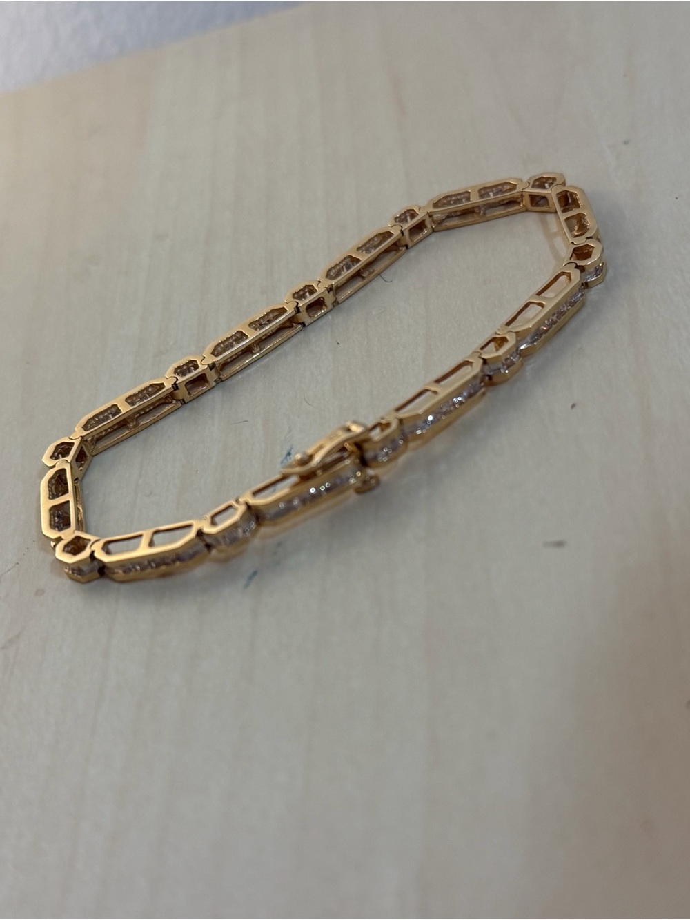 Gold Link Tennis Bracelet with Crystal Accents